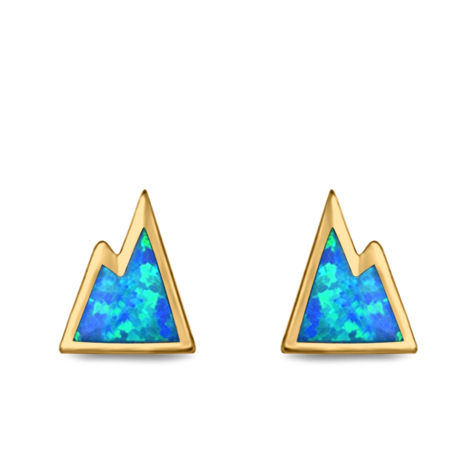 Mountain Stud Earrings Lab Created Opal 925 Sterling Silver
