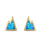 Mountain Stud Earrings Lab Created Opal 925 Sterling Silver
