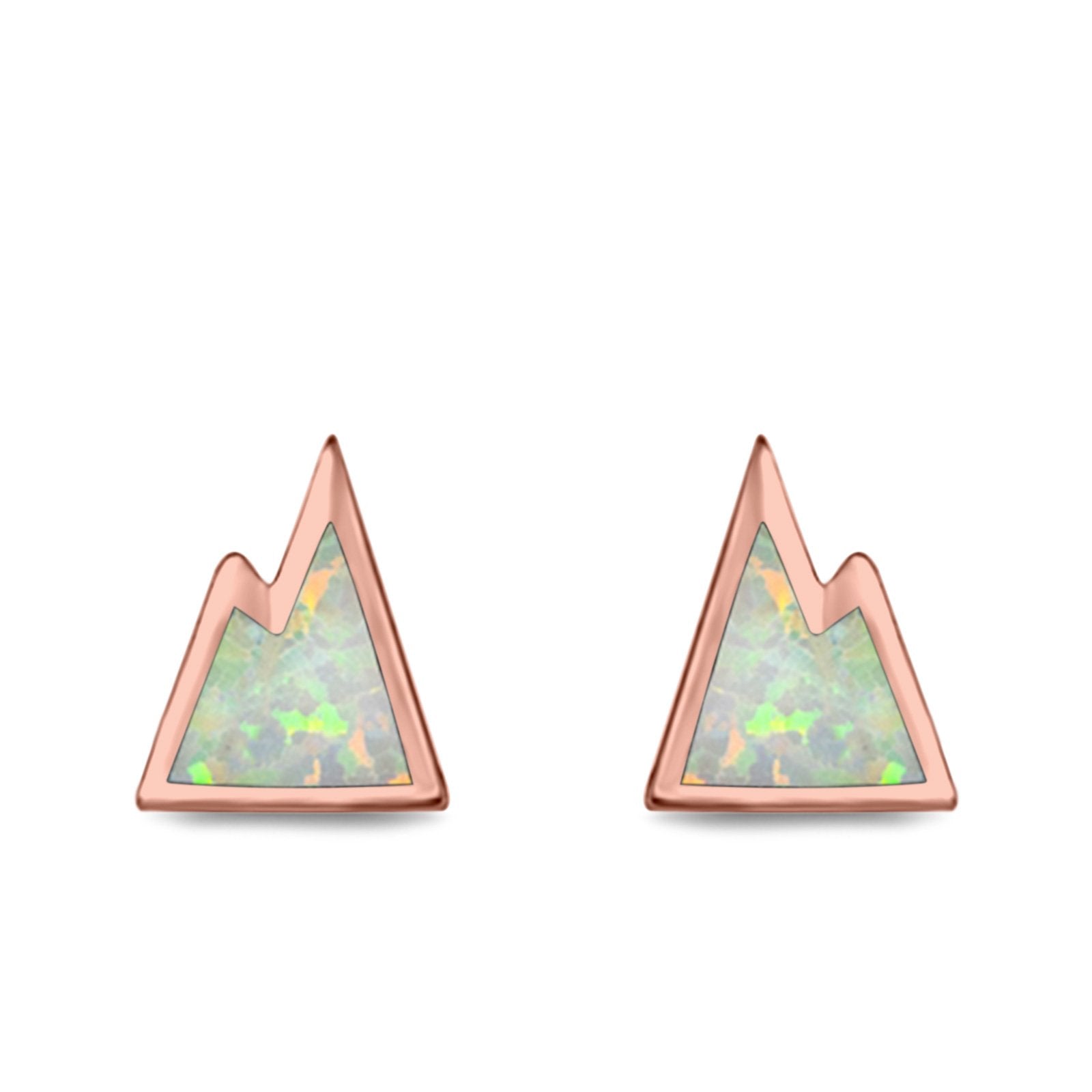 Mountain Stud Earrings Lab Created Opal 925 Sterling Silver