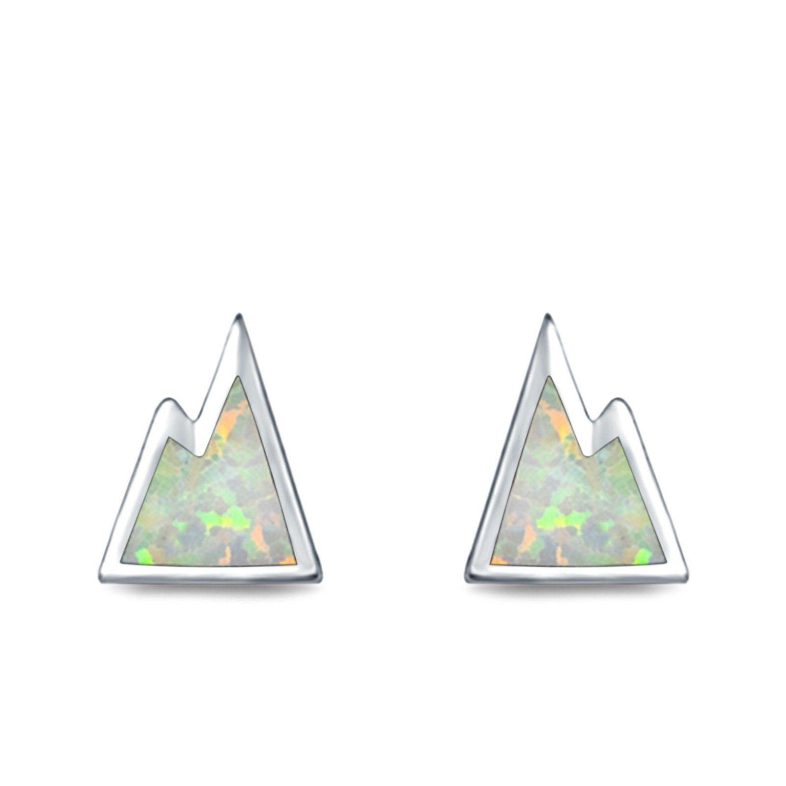 Mountain Stud Earrings Lab Created Opal 925 Sterling Silver