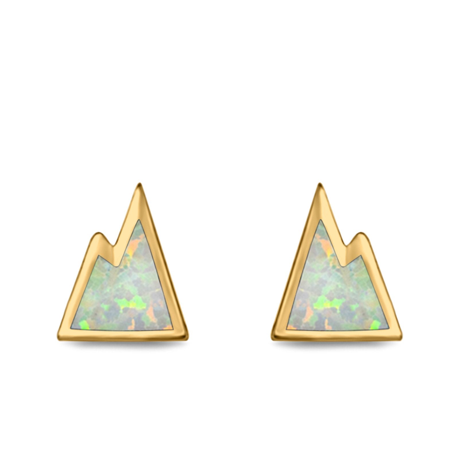 Mountain Stud Earrings Lab Created Opal 925 Sterling Silver