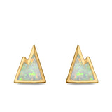 Mountain Stud Earrings Lab Created Opal 925 Sterling Silver