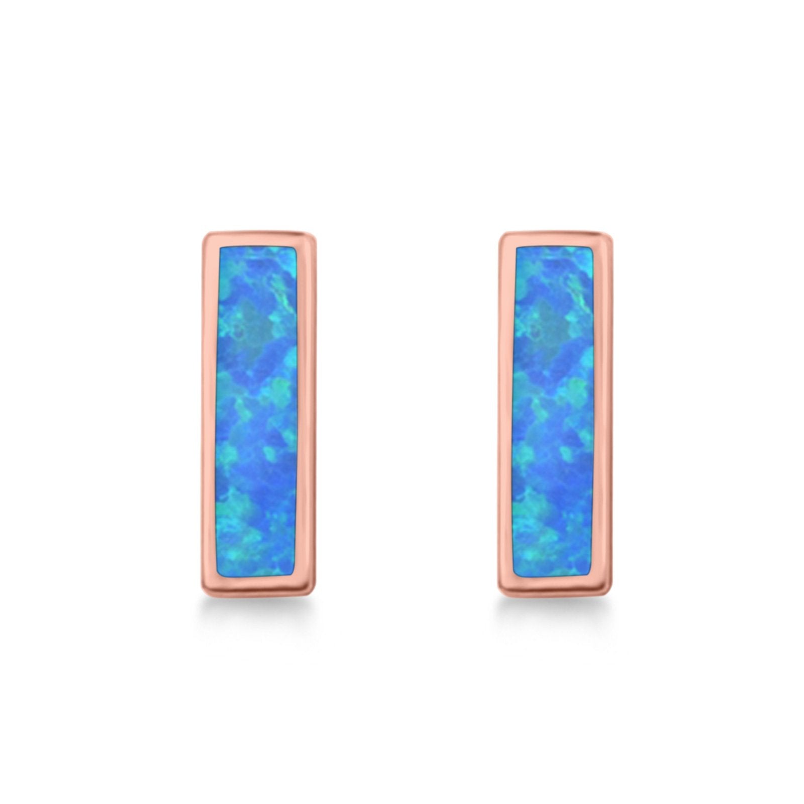 Bar Stud Earrings Created Opal 925 Sterling Silver