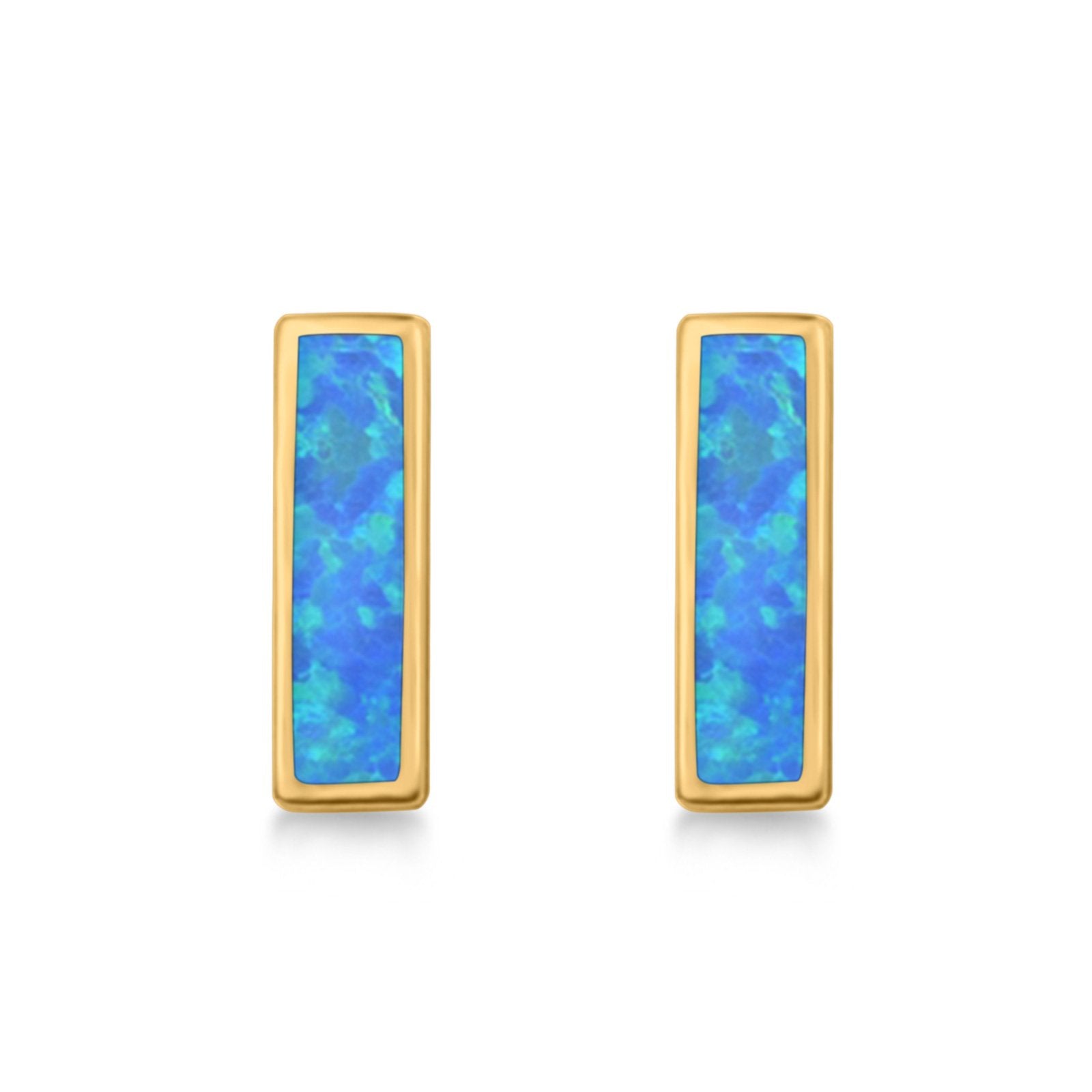 Bar Stud Earrings Created Opal 925 Sterling Silver