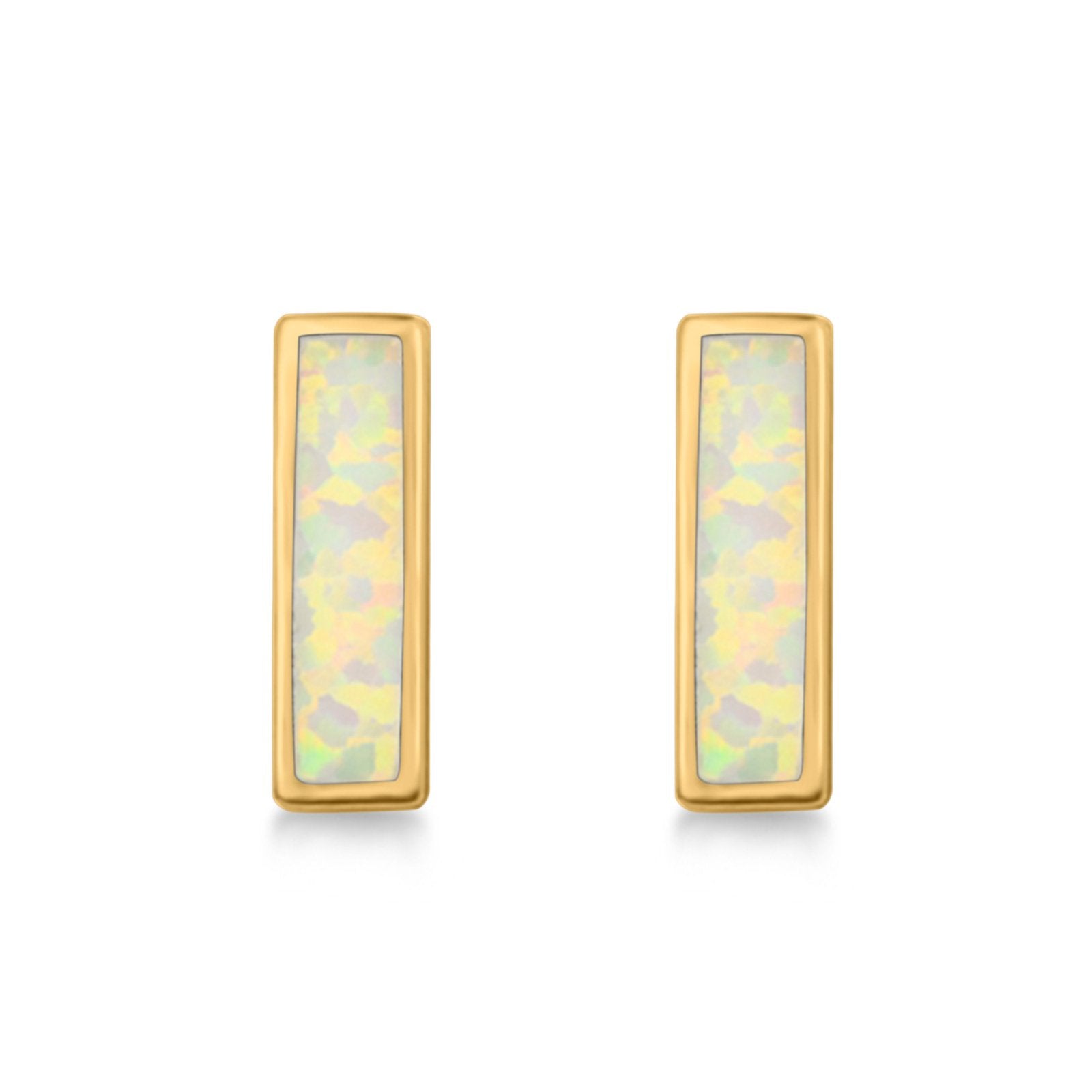 Bar Stud Earrings Created Opal 925 Sterling Silver