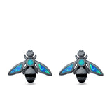 Bee Stud Earrings Lab Created Opal 925 Sterling Silver (11mm)