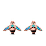 Bee Stud Earrings Lab Created Opal 925 Sterling Silver (11mm)