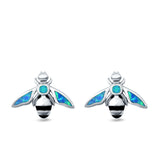 Bee Stud Earrings Lab Created Opal 925 Sterling Silver (11mm)