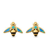 Bee Stud Earrings Lab Created Opal 925 Sterling Silver (11mm)
