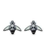 Bee Stud Earrings Lab Created Opal 925 Sterling Silver (11mm)
