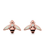 Bee Stud Earrings Lab Created Opal 925 Sterling Silver (11mm)