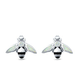 Bee Stud Earrings Lab Created Opal 925 Sterling Silver (11mm)