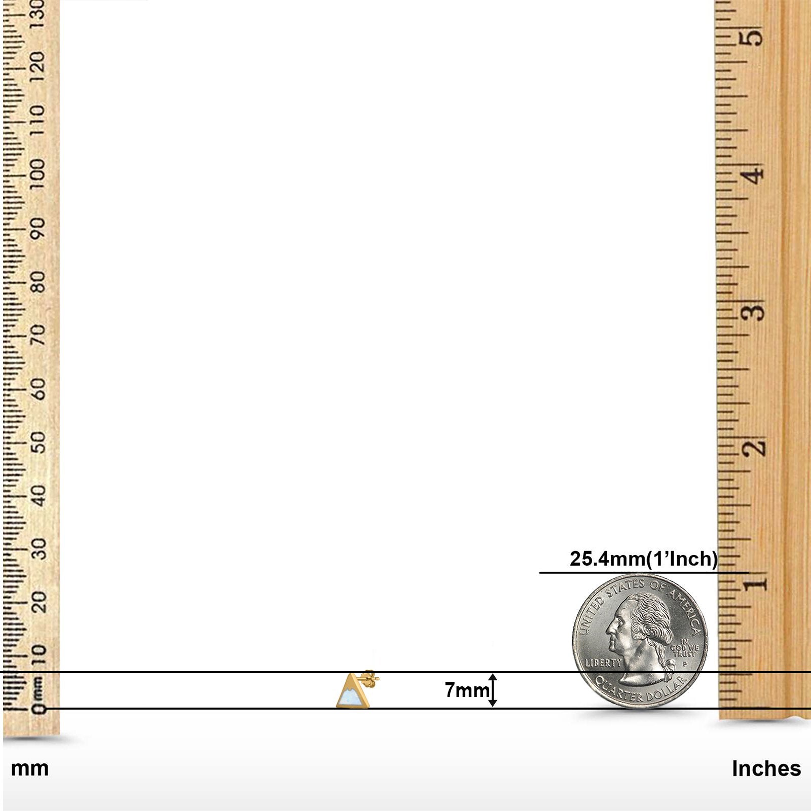 Mountain Shape Stud Earrings Lab Created Opal 925 Sterling Silver (7mm)