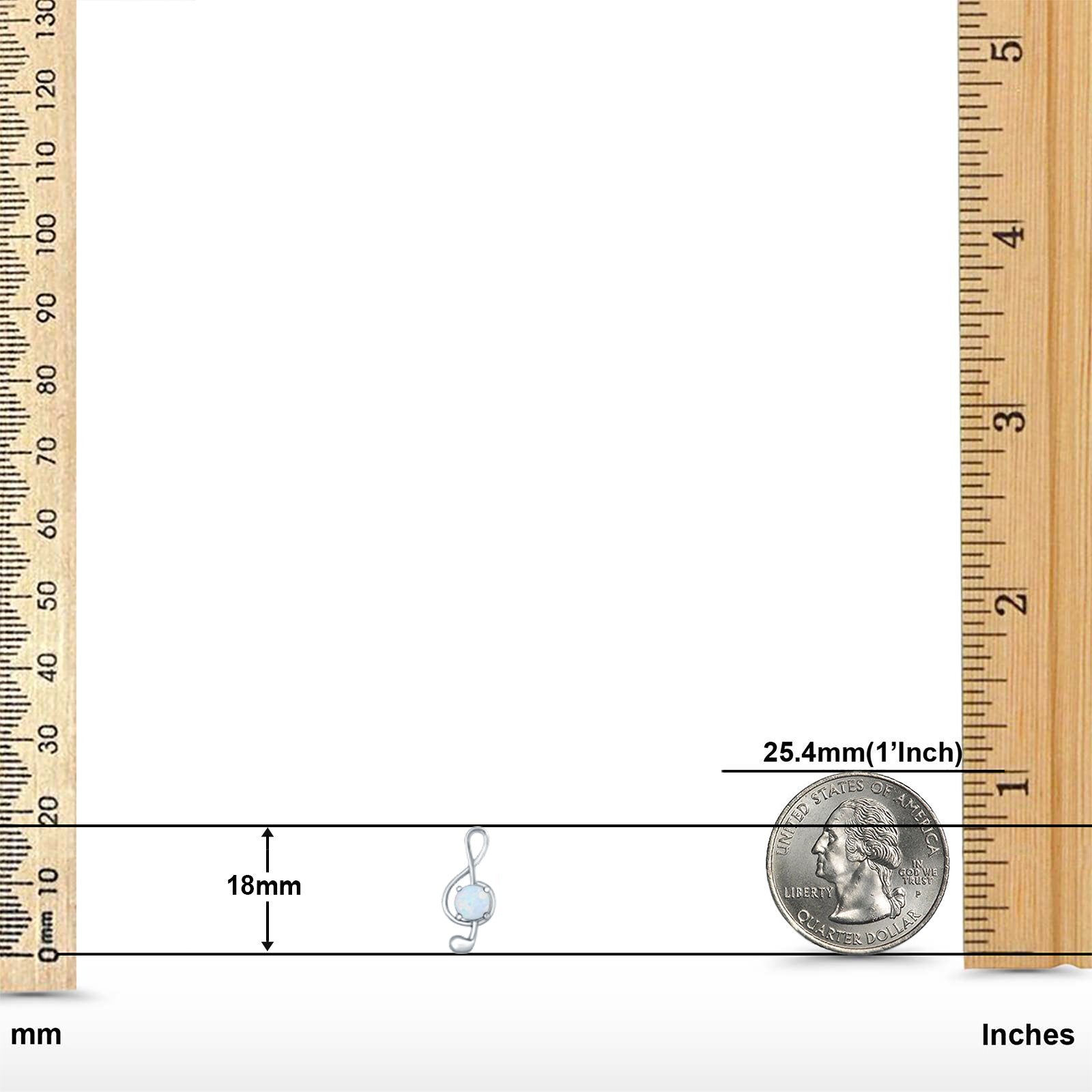 Music Notes Stud Earrings Lab Created Opal 925 Sterling Silver (9mm)