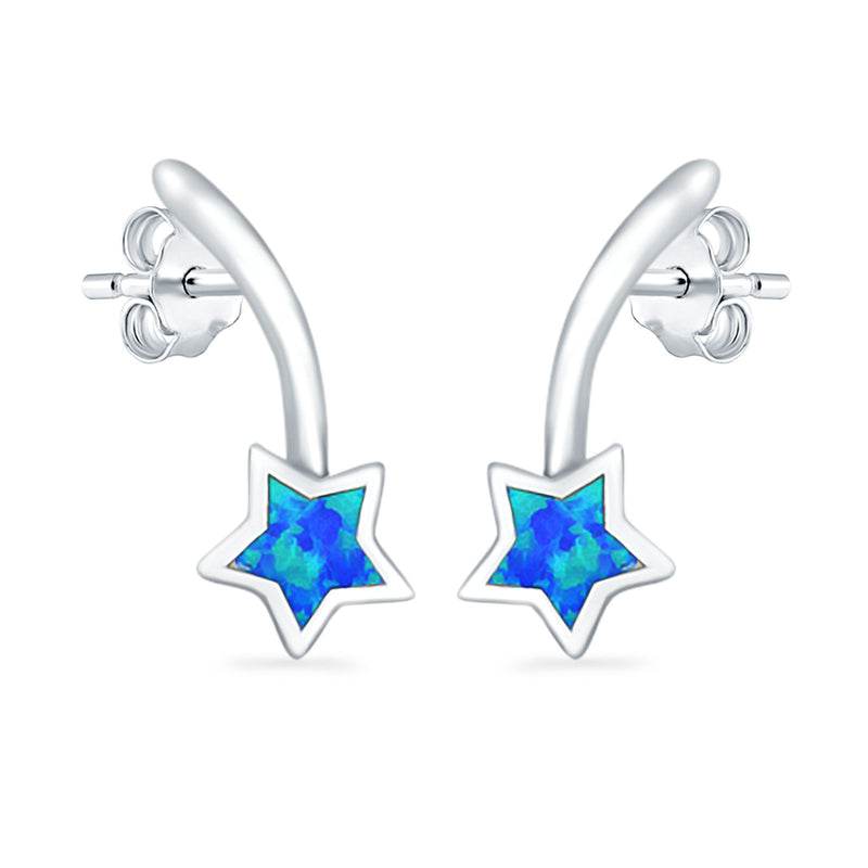 Shooting Star Stud Earrings Created Opal 925 Sterling Silver (13mm)