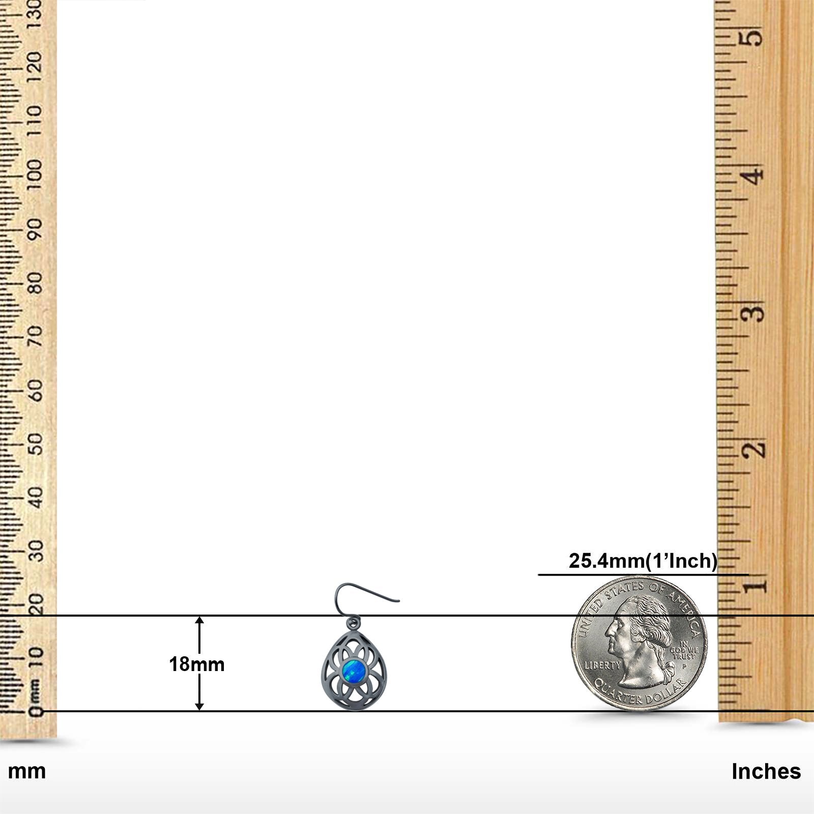 Drop Dangle Earrings Round Lab Created Opal 925 Sterling Silver (18mm)