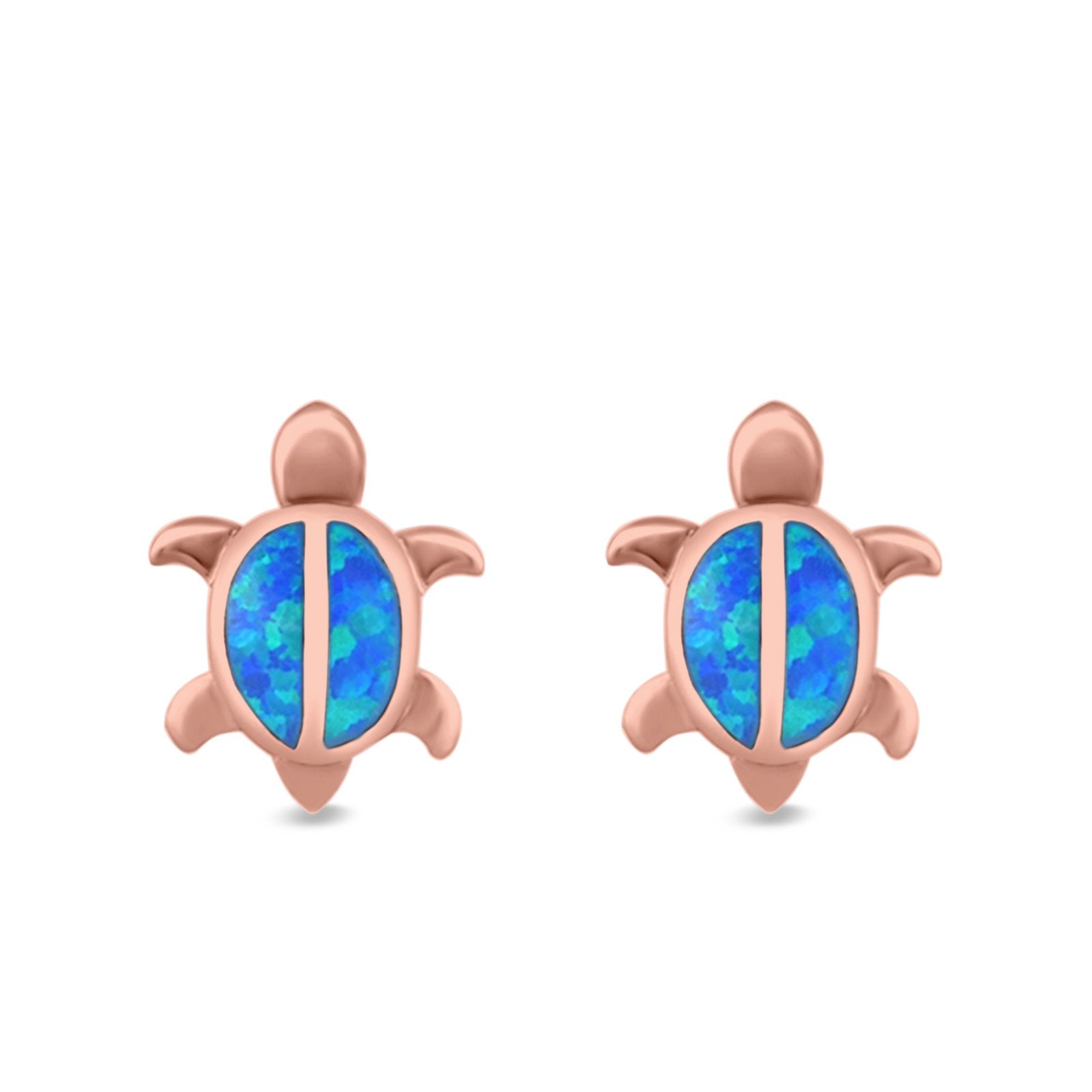 Turtle Stud Earrings Lab Created Opal 925 Sterling Silver (12mm)