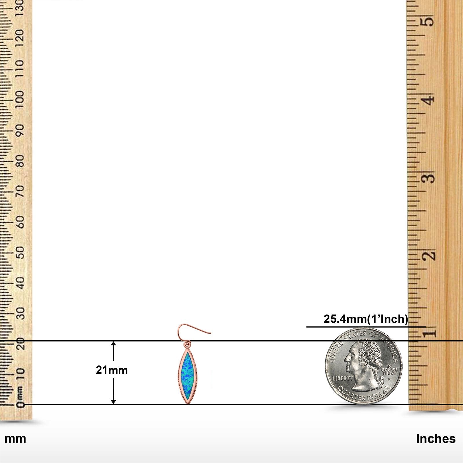 Drop Dangle Earrings Lab Created Opal 925 Sterling Silver (21mm)