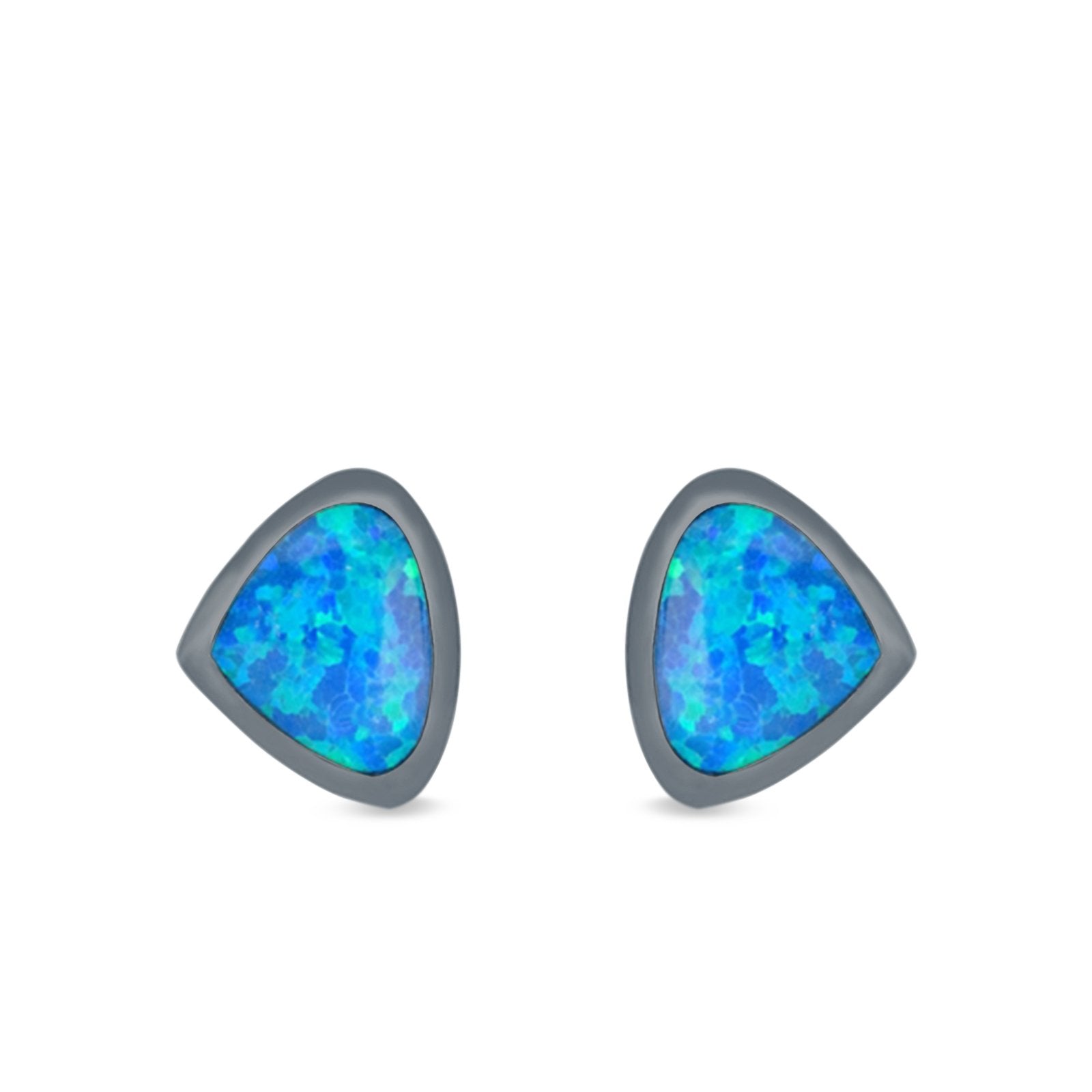 Pear Stud Earrings Lab Created Opal 925 Sterling Silver (7mm)