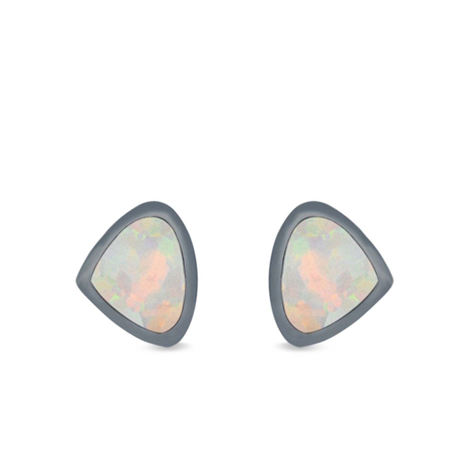 Pear Stud Earrings Lab Created Opal 925 Sterling Silver (7mm)