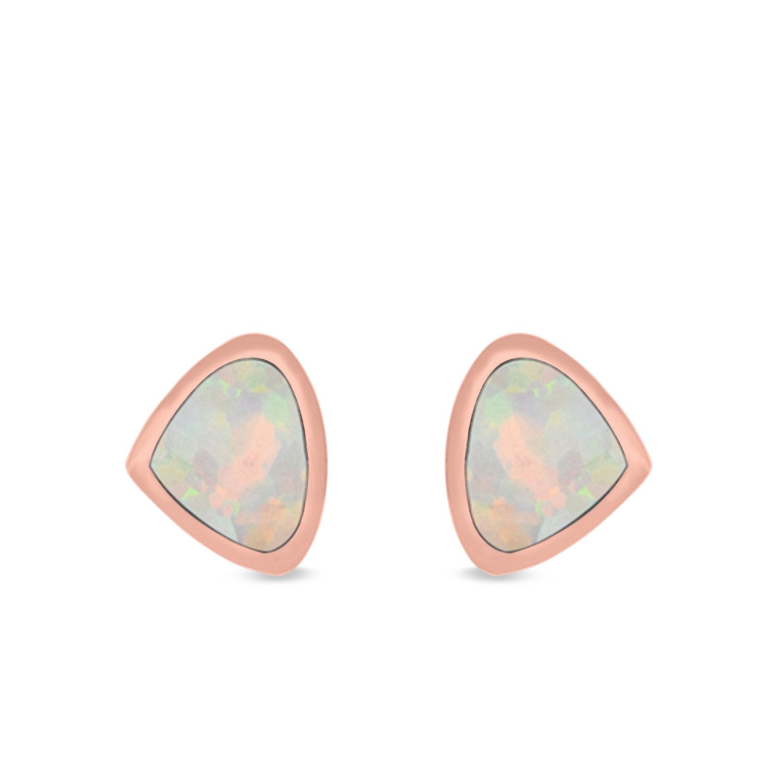 Pear Stud Earrings Lab Created Opal 925 Sterling Silver (7mm)