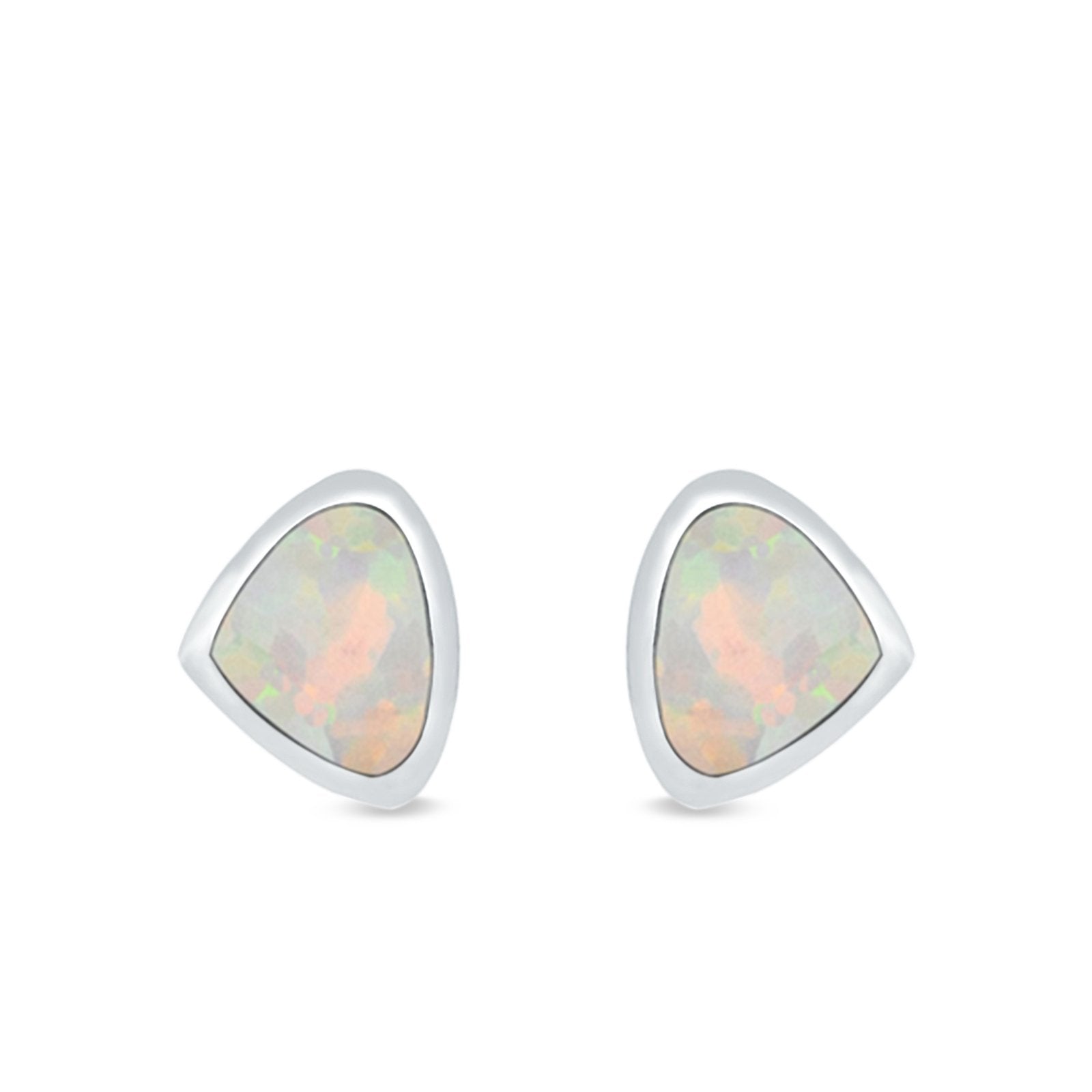 Pear Stud Earrings Lab Created Opal 925 Sterling Silver (7mm)