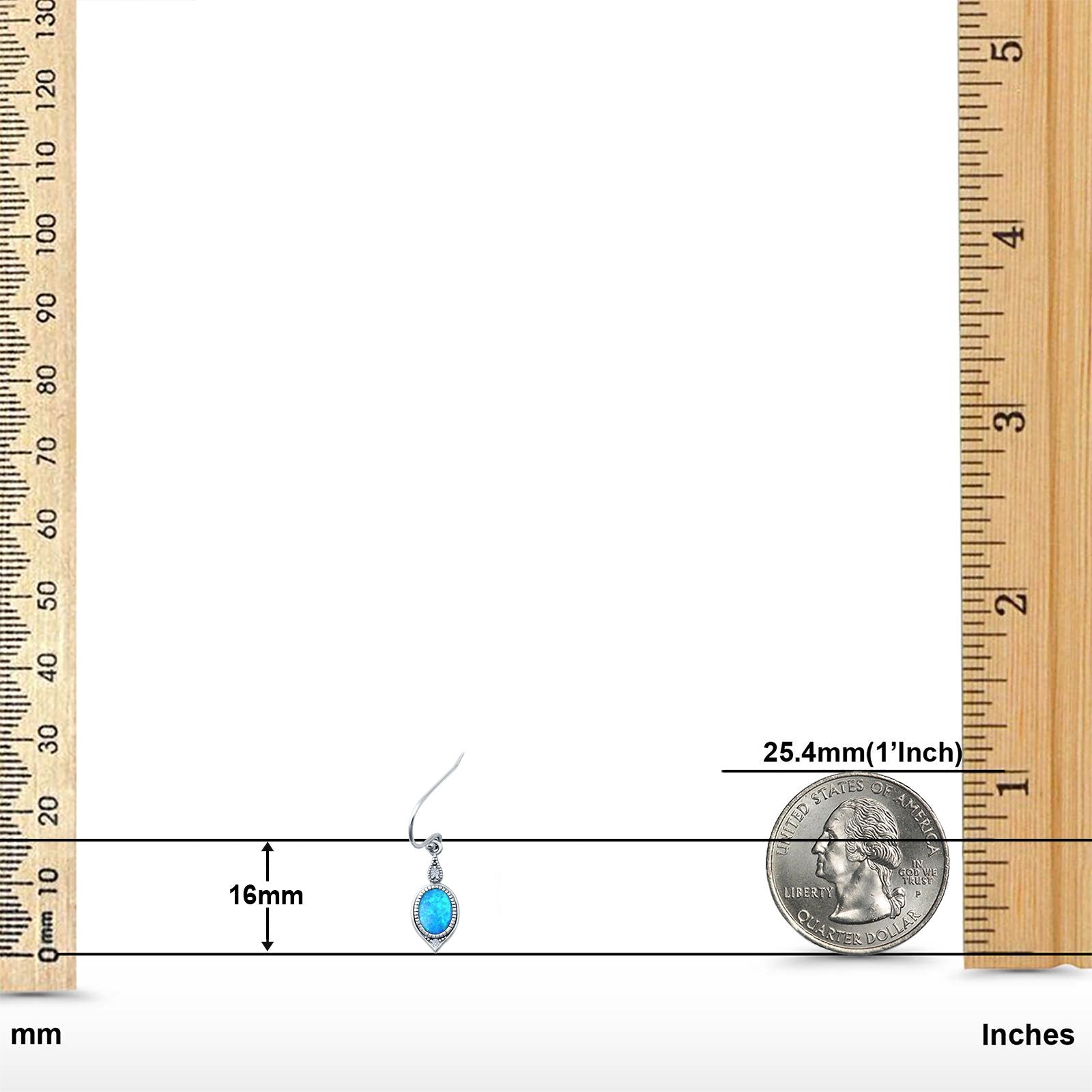 Drop Dangle Earrings Lab Created Opal 925 Sterling Silver (16mm)