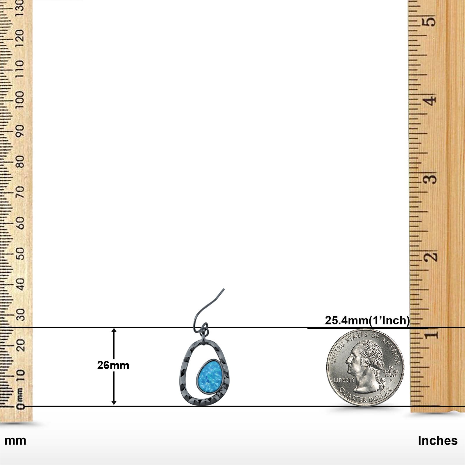 Drop Dangle Earrings Lab Created Opal 925 Sterling Silver (26mm)