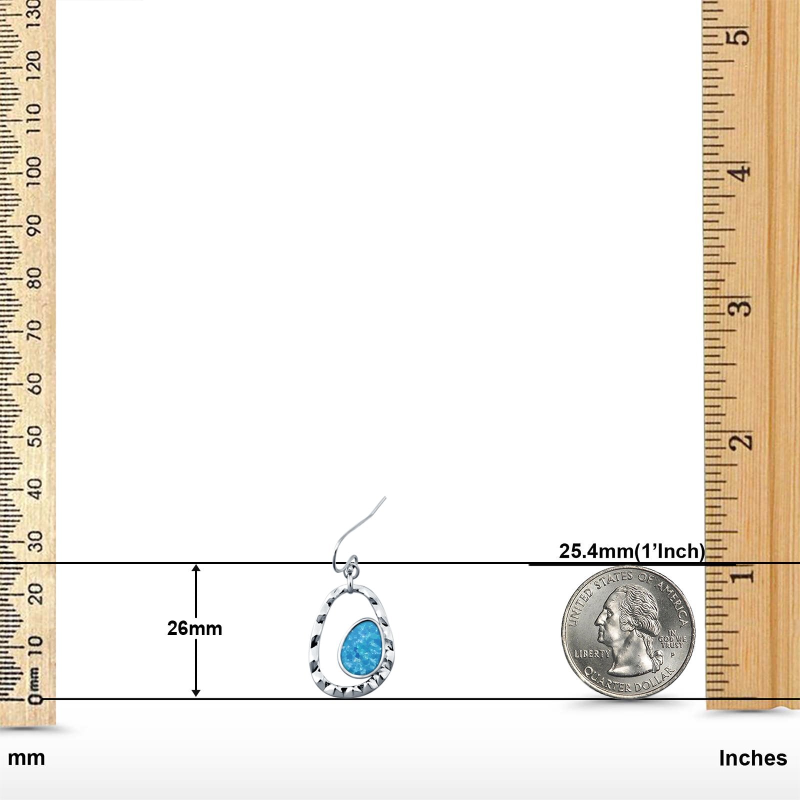 Drop Dangle Earrings Lab Created Opal 925 Sterling Silver (26mm)