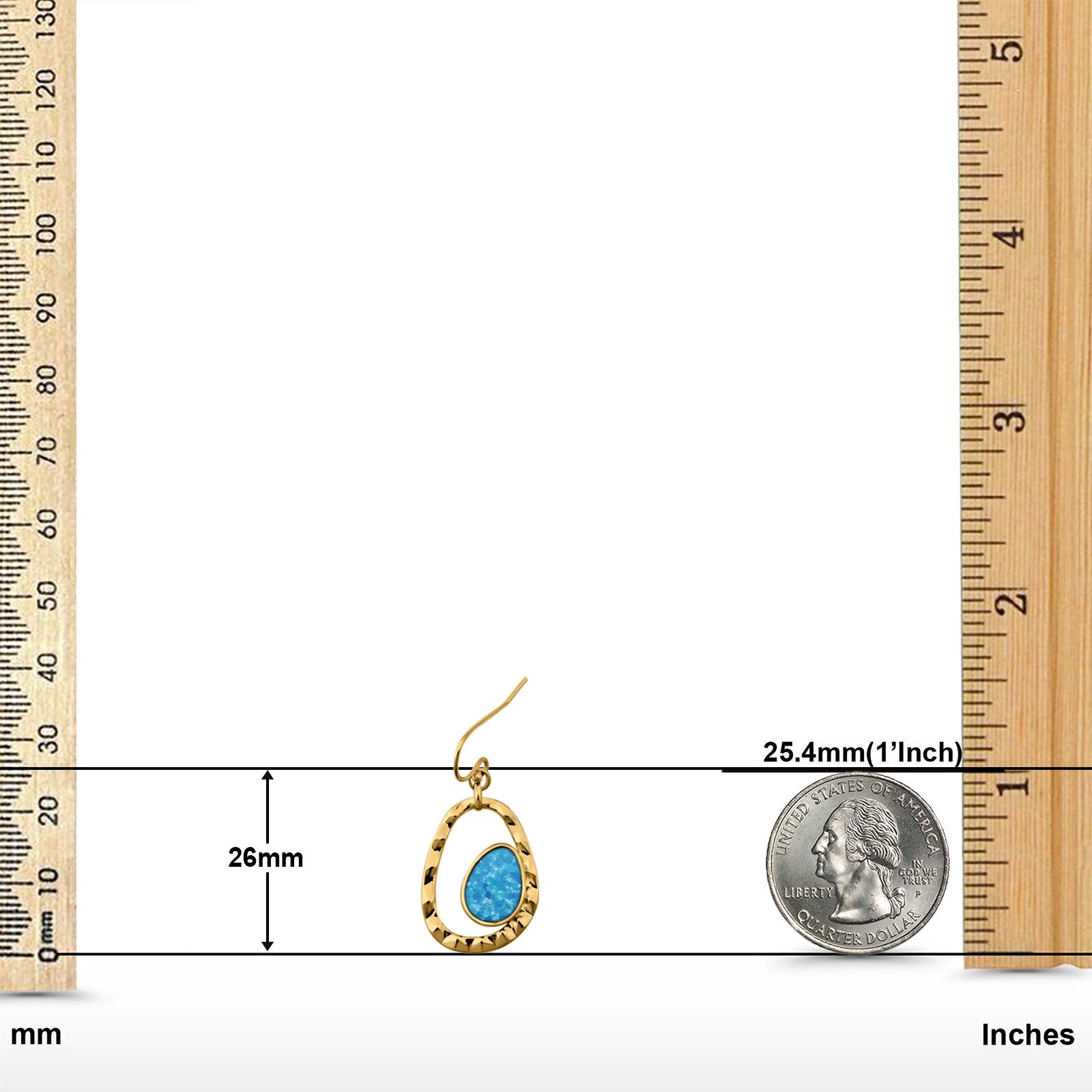 Drop Dangle Earrings Lab Created Opal 925 Sterling Silver (26mm)