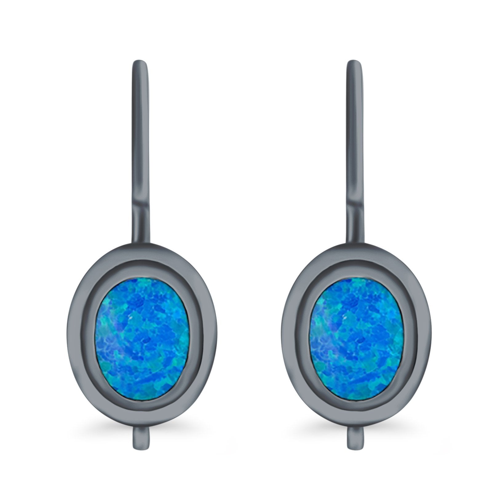 Dangling Leverback Earrings Created Opal 925 Sterling Silver (11mm)