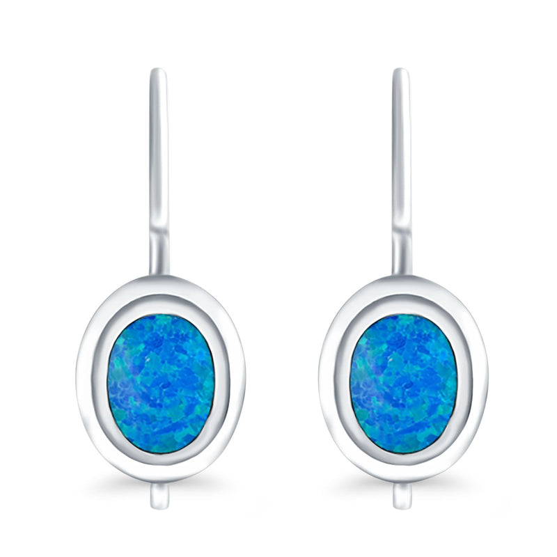 Dangling Leverback Earrings Created Opal 925 Sterling Silver (11mm)