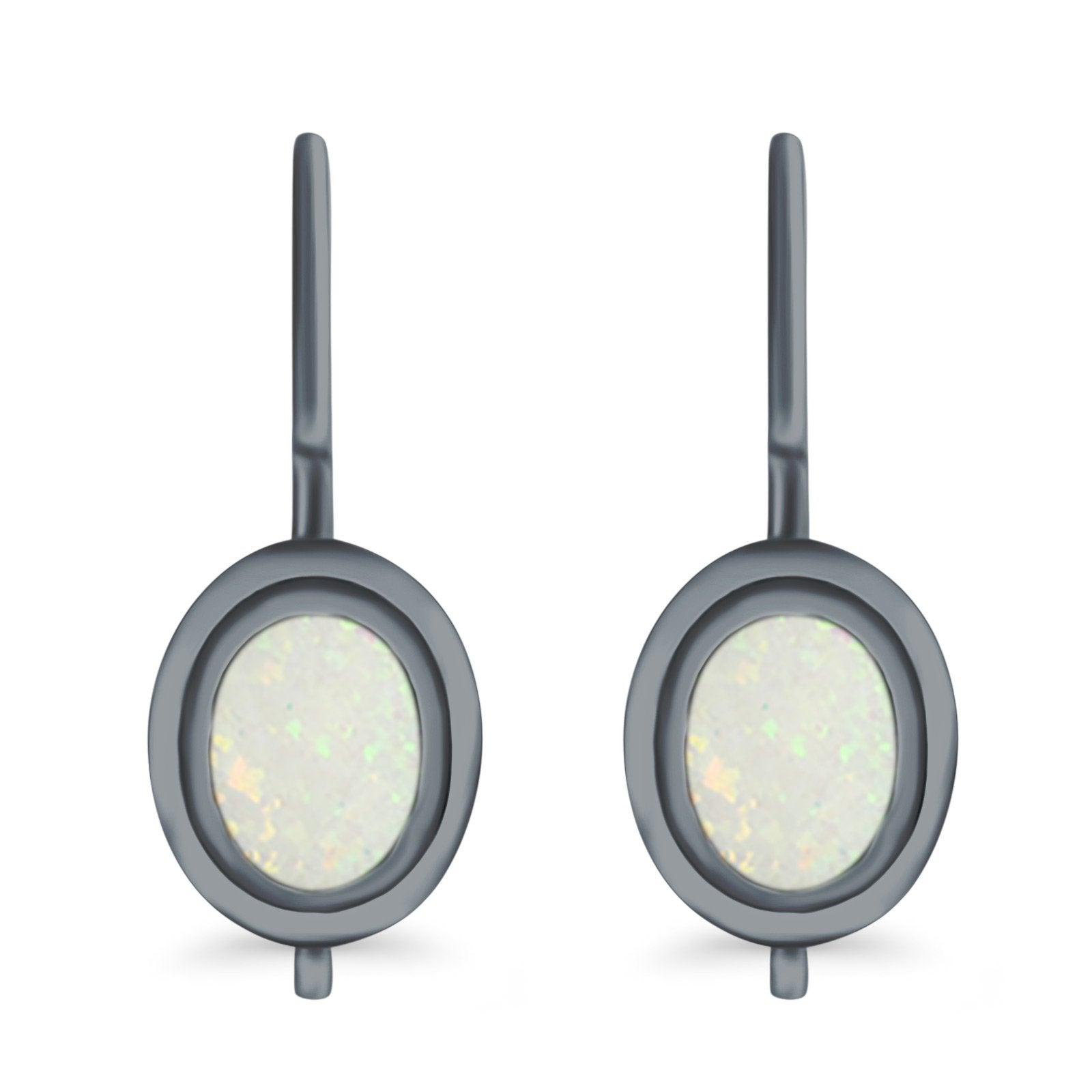 Dangling Leverback Earrings Created Opal 925 Sterling Silver (11mm)