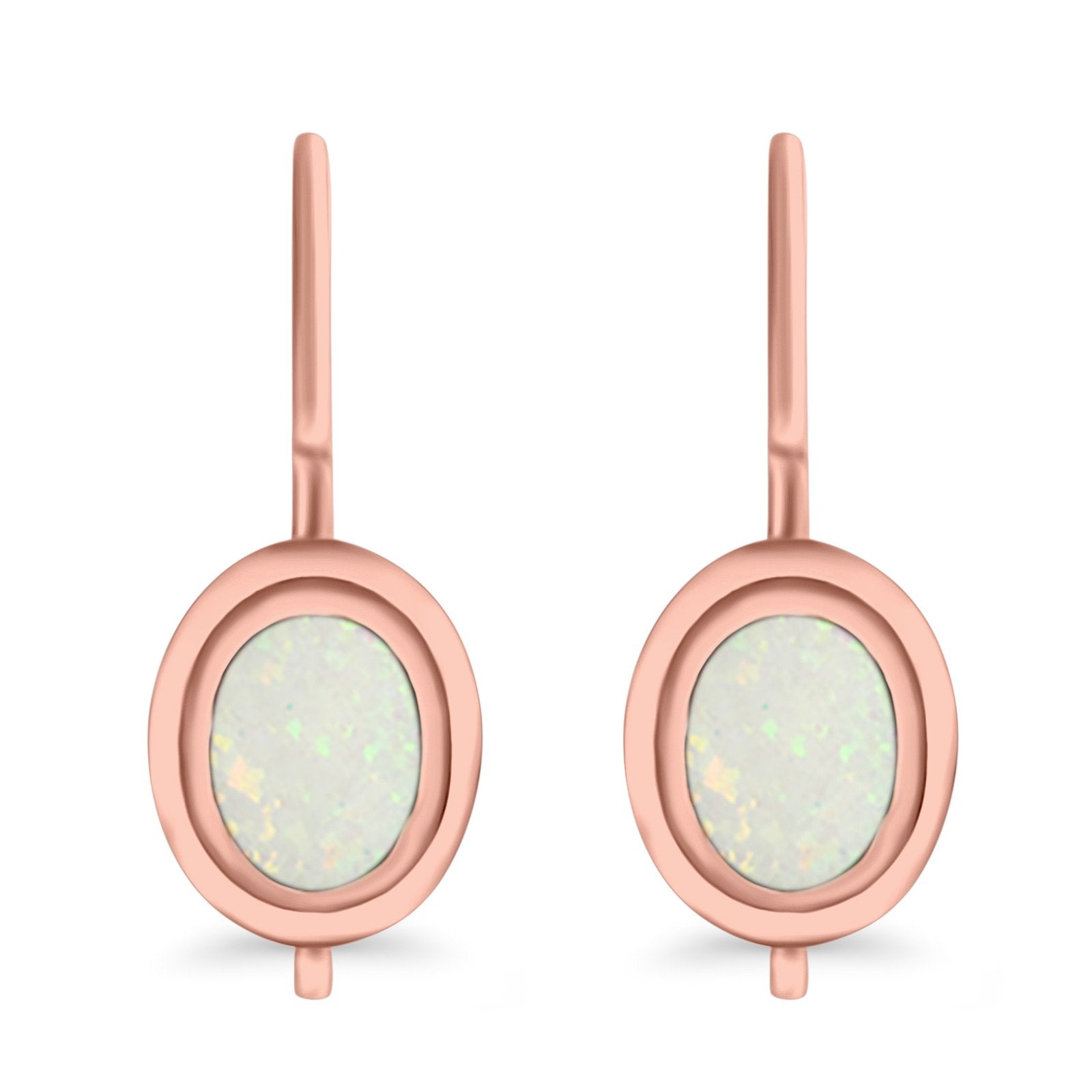 Dangling Leverback Earrings Created Opal 925 Sterling Silver (11mm)