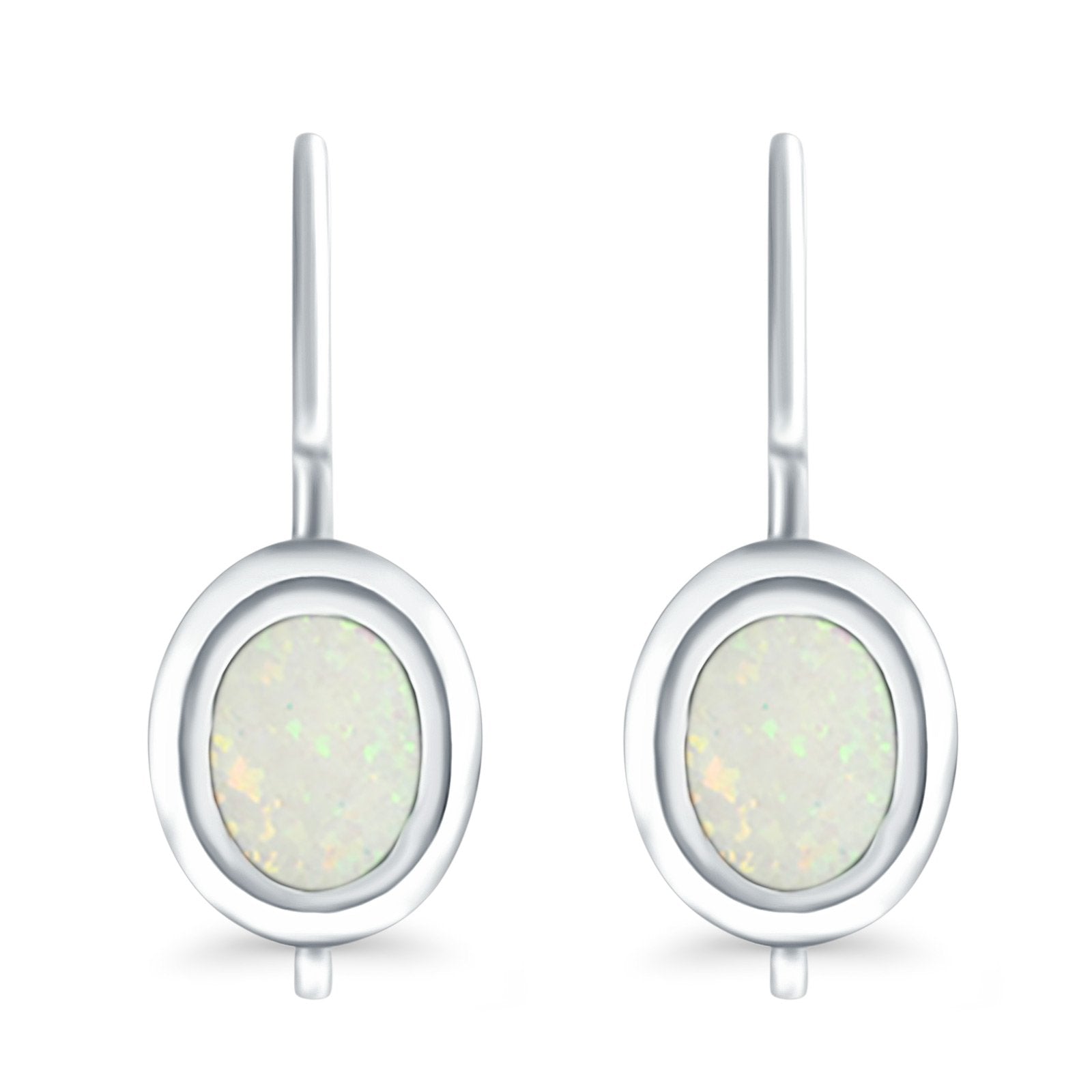 Dangling Leverback Earrings Created Opal 925 Sterling Silver (11mm)