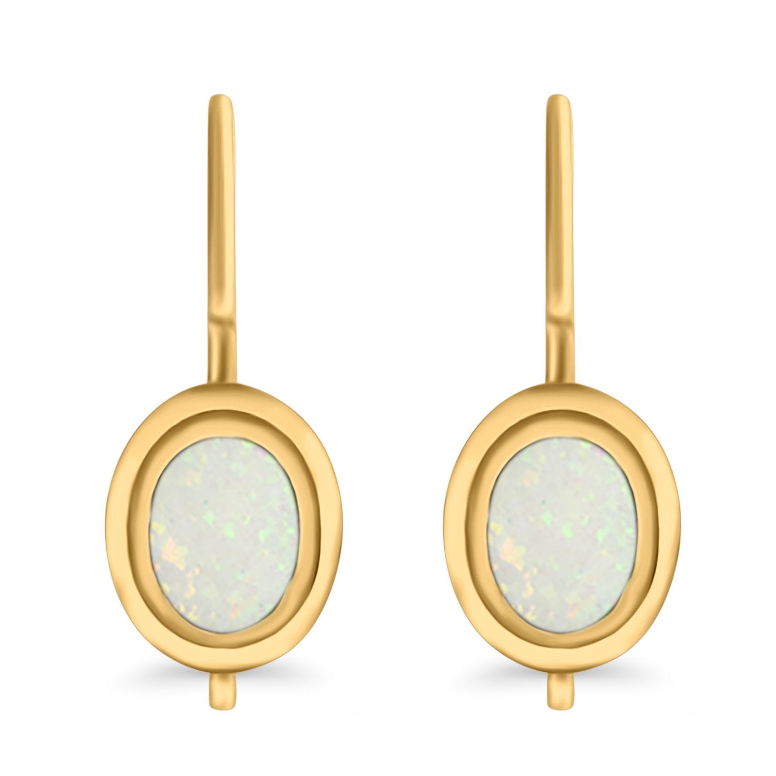 Dangling Leverback Earrings Created Opal 925 Sterling Silver (11mm)