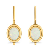 Dangling Leverback Earrings Created Opal 925 Sterling Silver (11mm)
