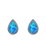 Pear Shape Stud Earrings Lab Created Opal 925 Sterling Silver (7.5mm)