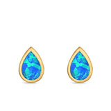 Pear Shape Stud Earrings Lab Created Opal 925 Sterling Silver (7.5mm)