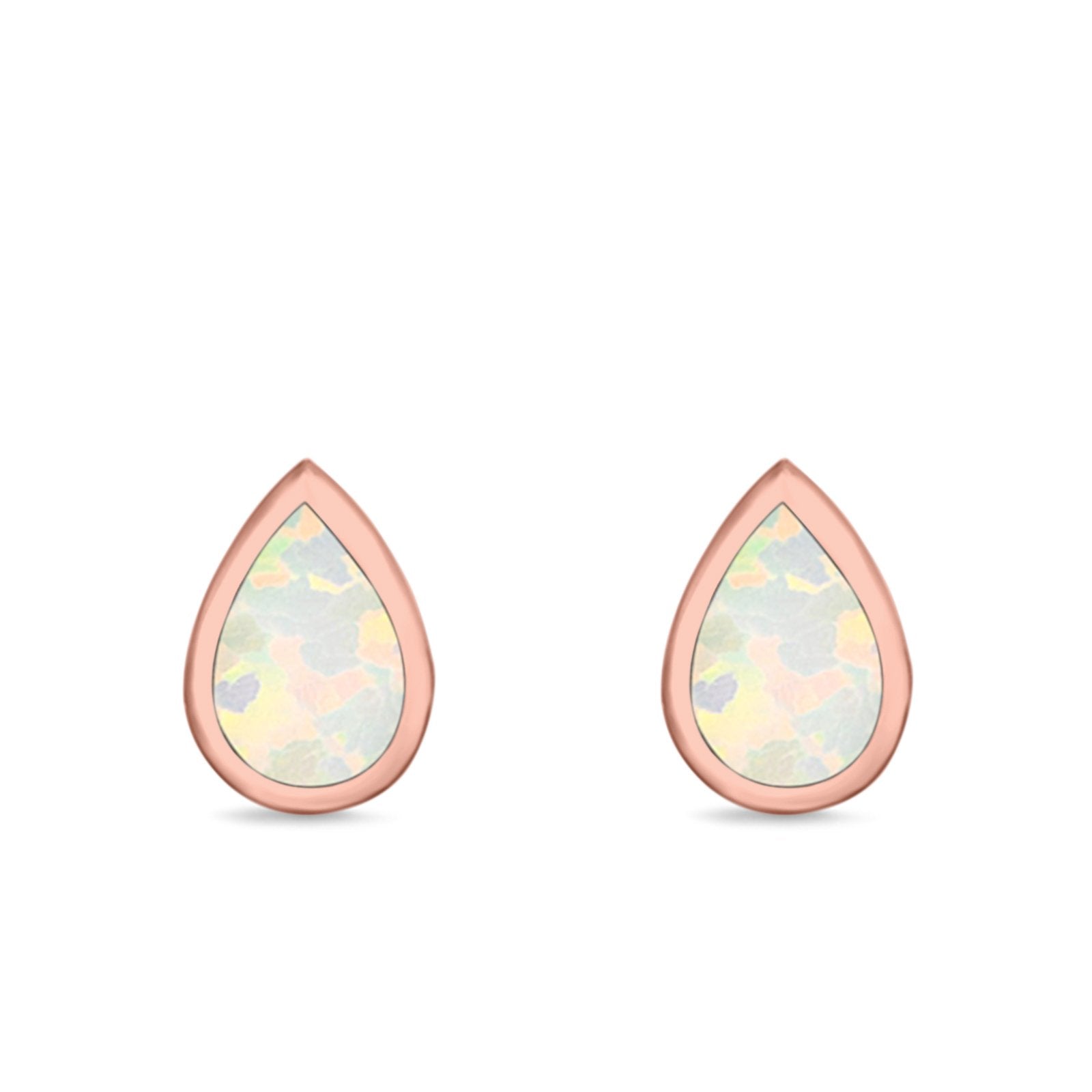 Pear Shape Stud Earrings Lab Created Opal 925 Sterling Silver (7.5mm)