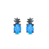 Pineapple Stud Earrings Lab Created Opal 925 Sterling Silver (15mm)