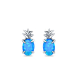 Pineapple Stud Earrings Lab Created Opal 925 Sterling Silver (15mm)