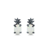 Pineapple Stud Earrings Lab Created Opal 925 Sterling Silver (15mm)