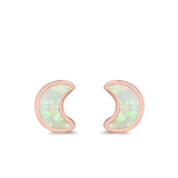 Moon Stud Earrings Lab Created Opal 925 Sterling Silver (14mm)
