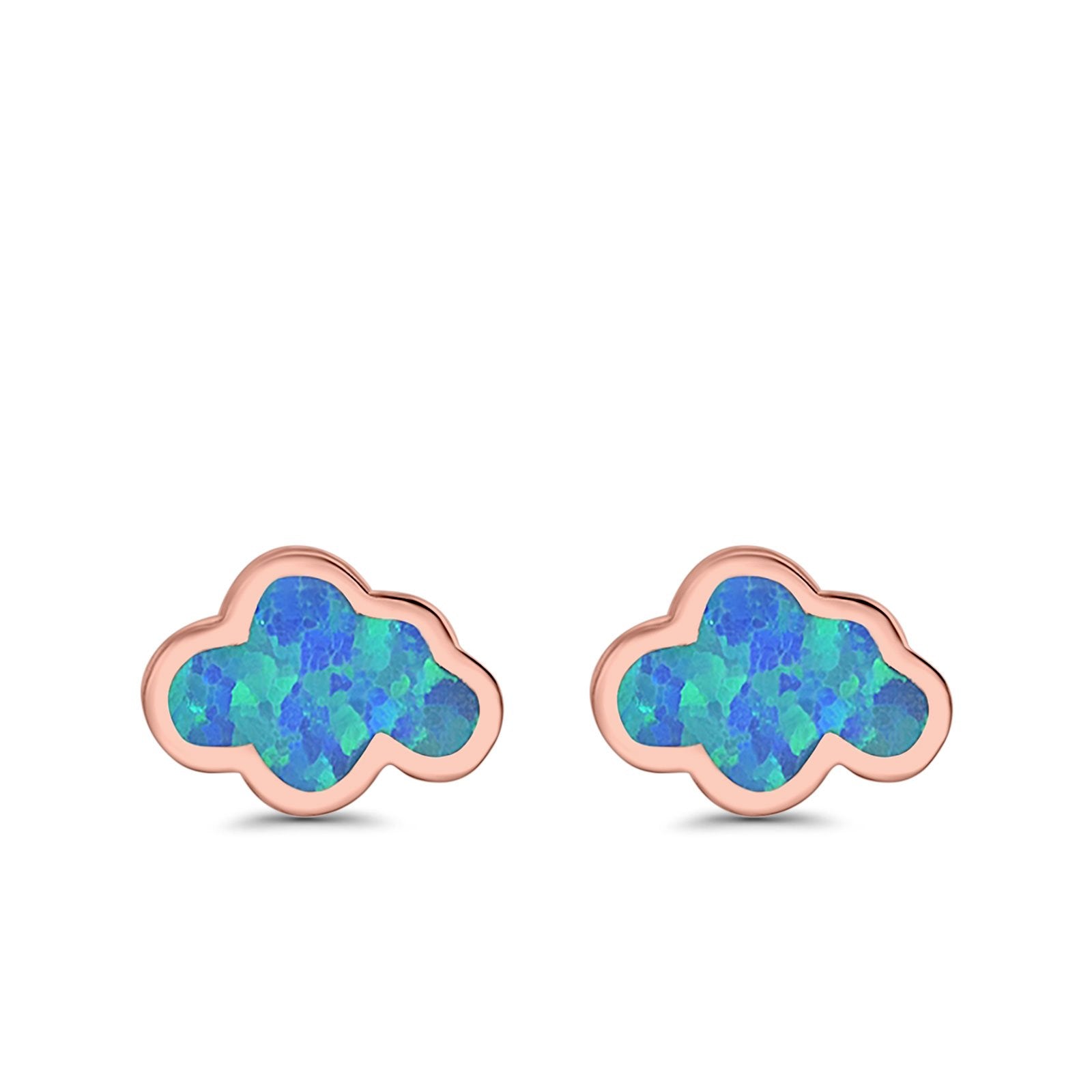 Cloud Stud Earrings Lab Created Opal 925 Sterling Silver (7mm)