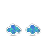 Cloud Stud Earrings Lab Created Opal 925 Sterling Silver (7mm)