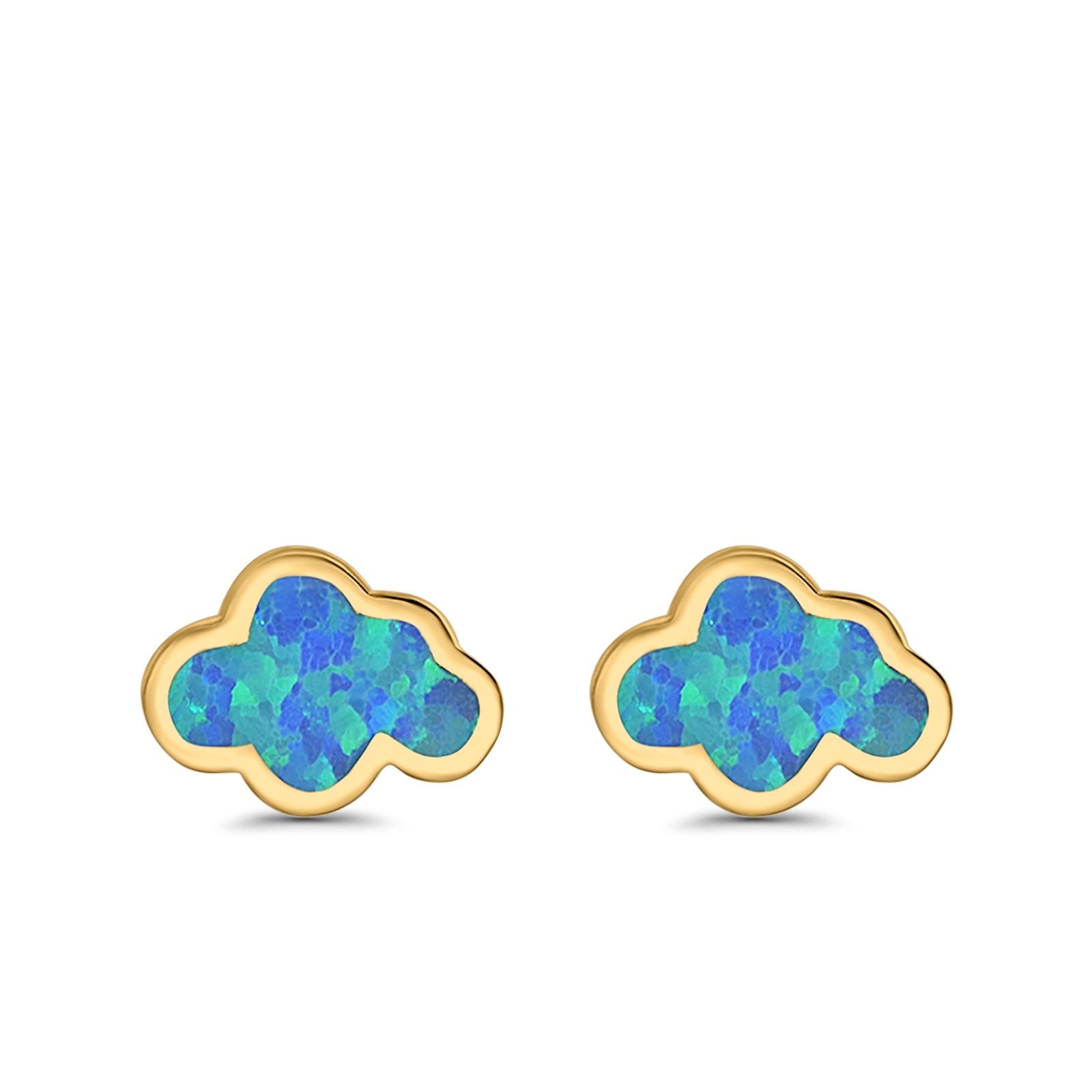 Cloud Stud Earrings Lab Created Opal 925 Sterling Silver (7mm)