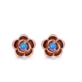 Flower Stud Earrings Lab Created Opal 925 Sterling Silver (10mm)