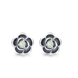 Flower Stud Earrings Lab Created Opal 925 Sterling Silver (10mm)