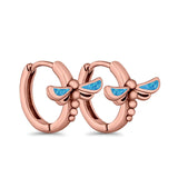 Dragonfly Hoop Huggie Earrings Lab Created Opal 925 Sterling Silver